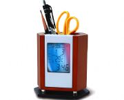 木制七彩時(shí)鐘筆筒